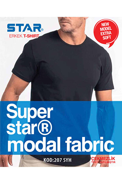 Star Men's Black Modal Zero-Neck Short-Sleeve T-Shirt