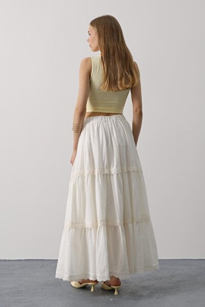 Moderie Butik eyesof Fusta cu dantelă - Albă