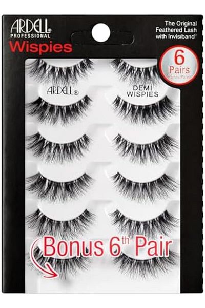 Ardell False Eyelashes Demi Wispies - Black, 1 Pack (6 PAIRS PER PACK)