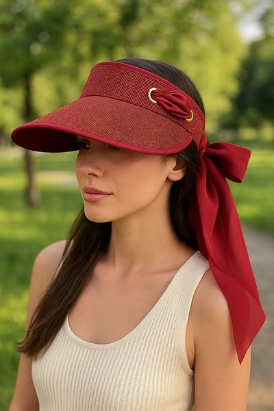 LAGRANZE Summer Scarf Detailed Visor Hat
