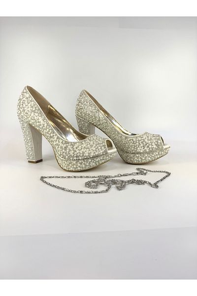 E&L Company 12cm Bridal Shoes with Pearls and Stones.
