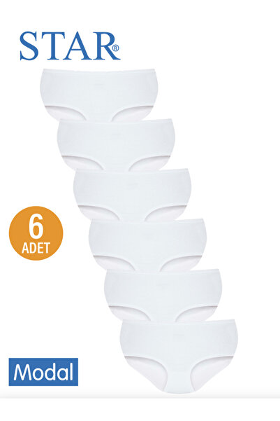 Star سراويل داخلية نسائية مكونة من 6 قطع بيضاء اللون لا تترك علامات