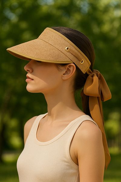 LAGRANZE Summer Scarf Detailed Visor Hat