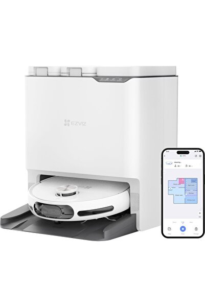 EZVIZ RS20 Max Robot Süpürge, Hepsibirarada, Kendi Kendine Temizleme, 13000PA, Kameralı Devriye, Iki