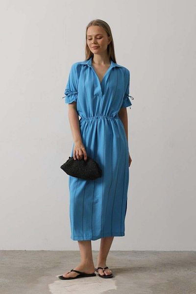 Aymood Elastic Waist Dress - Blue