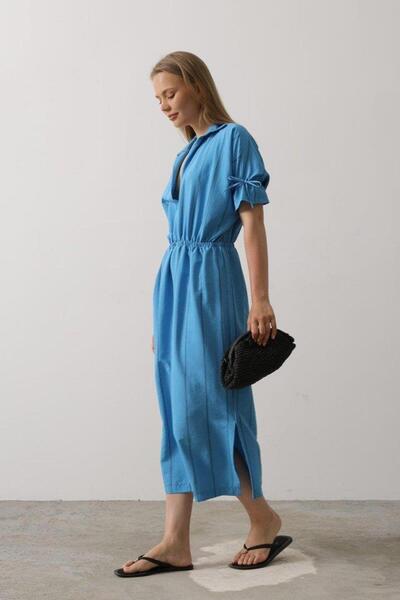 Aymood Rochie cu talie elastică - Albastru