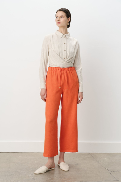 Nihan Wide Leg Trousers with Elastic Waist