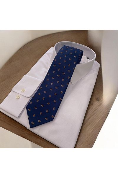 Sarar Small Shawl Pattern Navy Blue Tie