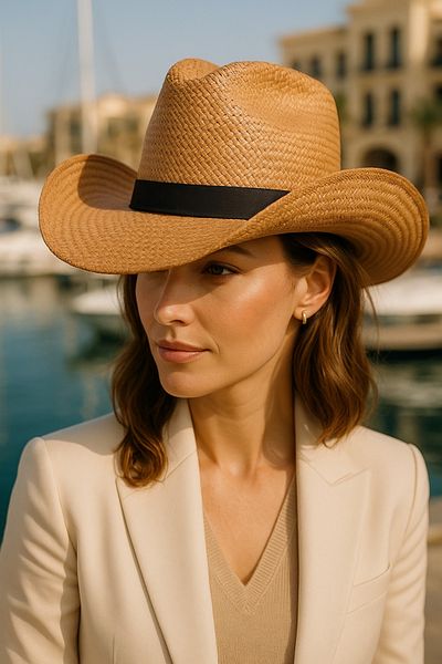 LAGRANZE Lux Premium Women's Straw Cowboy Hat