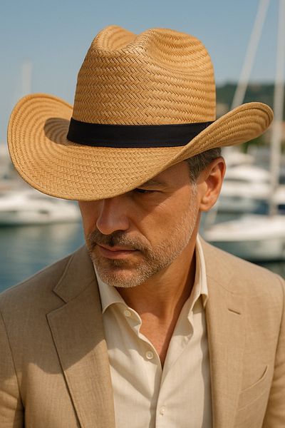 LAGRANZE Lux Premium Men's Straw Cowboy Hat - Father's Day Special Collection