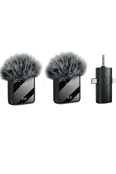 KAZEMTECH F11-2 Profesyonel 2 Lİ Kablosuz Yaka Mikrofonu 3in1 Mikrofon Type-C/Lightning/Jack