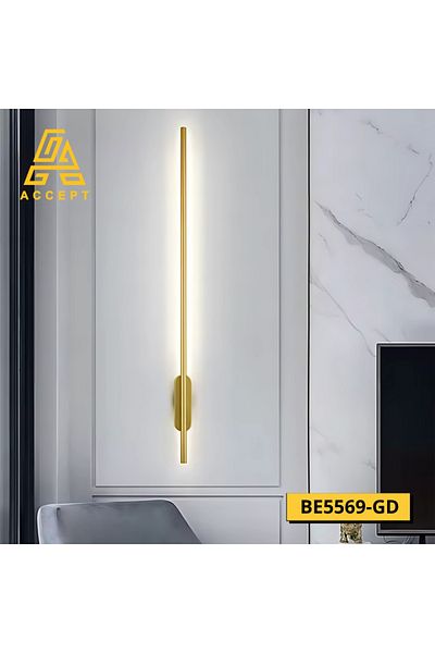 ACCEPT Modern indoor LED wall light, battery, gold color, solar light color