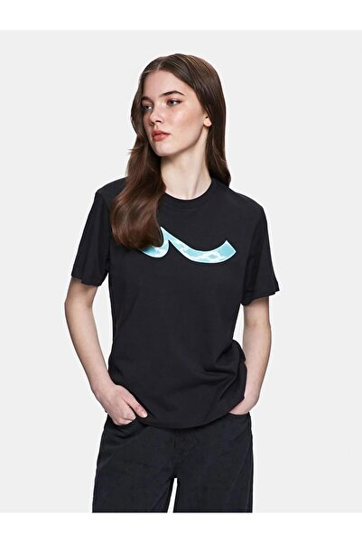 Ltb Черна тениска с къс ръкав и подпис