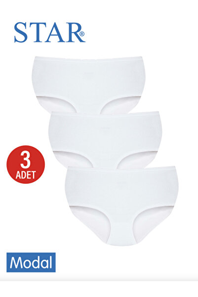 Star سراويل داخلية نسائية مكونة من 3 قطع من الخيزران العضوي الأبيض