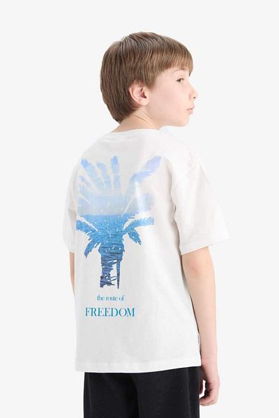 DeFacto Tricou cu mânecă scurtă cu imprimeu pe spate pentru băiat, sezon nou