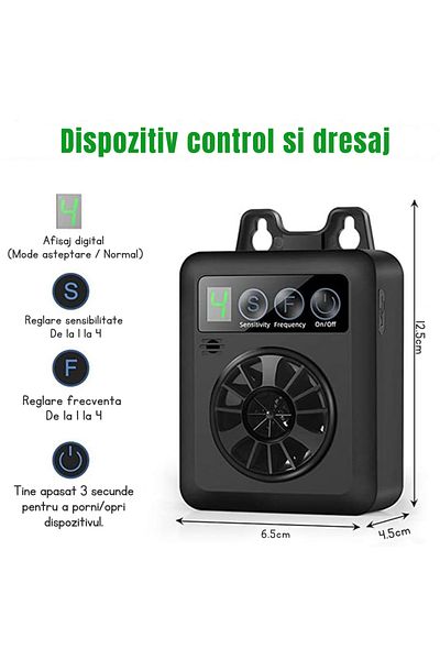 FAMIFY Smart Dog Training and Anti-Barking Device with Ultrasonic, 4 Adjustable Levels, Black