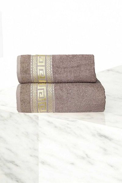merland benvecocuk 2 Piece Elysium Premium Bath Towel Set 100% Cotton 70X140 cm Brown