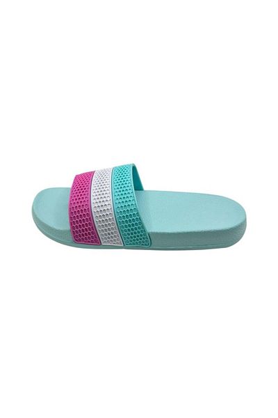 TECOS Women's beach slippers, Tecos®, 3-color strap, PVC sole, size 40, 25 cm, turquoise