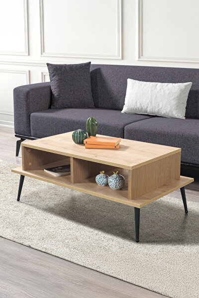 Evmo Home 2010 Şile Metal Ayaklı Orta Sehpa , Salon Sehpası Yunus - Safir