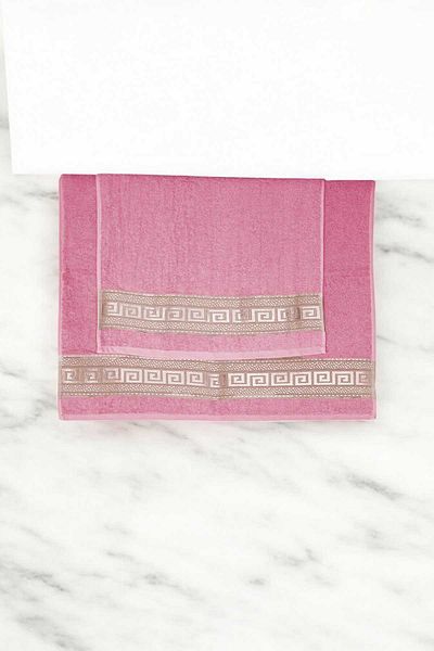 merland benvecocuk 2 Piece Elysium Premium Bath Towel Set 100% Cotton 70X140 cm Pink