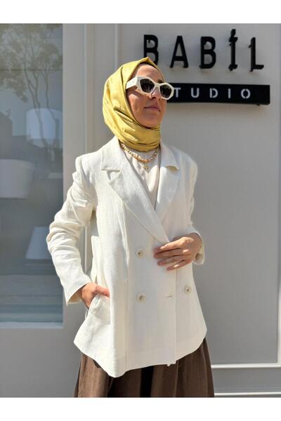 QOOQ STORE 25Ss618 Linen Blazer Women's Jacket White