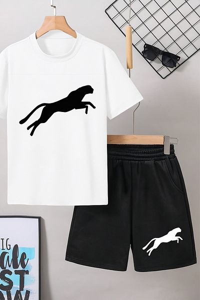 MYADA Special Design Panther Printed Sports Children's Suit 24073