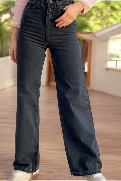 Livik Harmony Women's Lycra Stretchy Special Wide Leg Jeans, Palazzo Model Loose Cut Wide Leg
