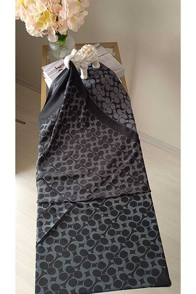 MODA C Pattern Silk Cashmere Double Sided Shawl
