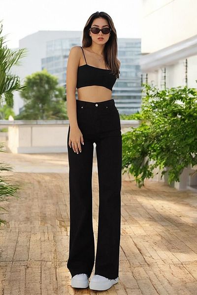 Livik Women's Lycra Stretchy Special Wide Leg Jeans