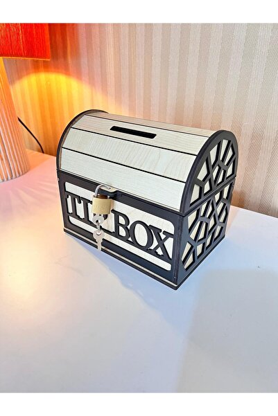 Demo Tasarım Kumbara - Parabox Ahşap Tip Box (AKÇAAĞAÇ - ORTA BOY)