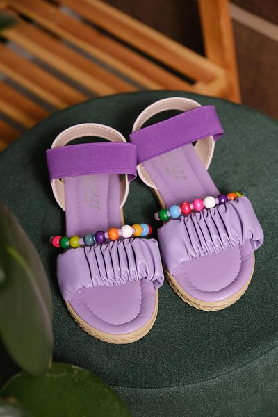 Oksit Elen Gathered Bead Detailed Women's Sandals