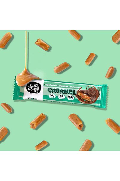 yubi bar Vegan Caramel Protein Bars 12x35g – High Protein, Low Sugar, Vegan – UK