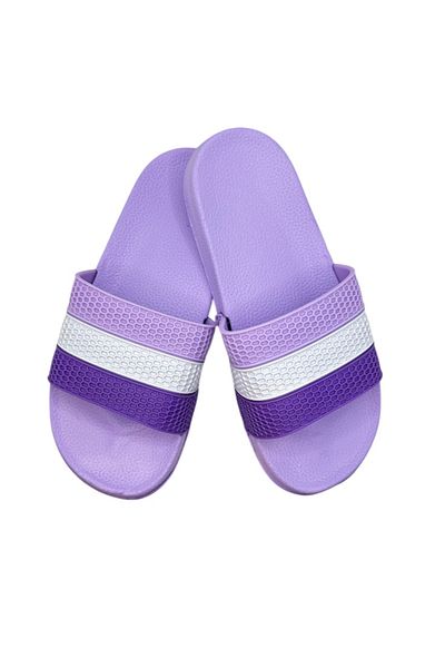 TECOS Women's Beach Slippers, ®, 3-Color Strap, PVC Sole, Size 36, 23 Cm, Purple
