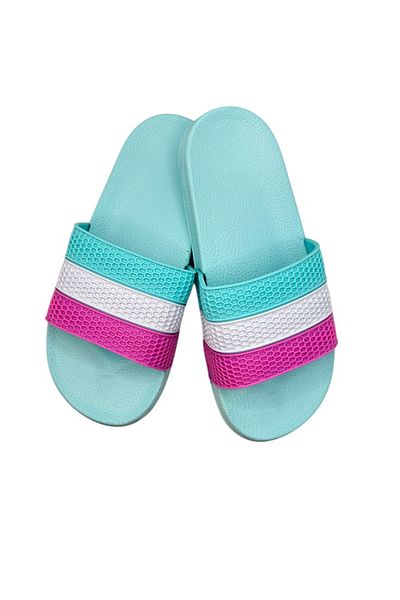 TECOS Women's beach slippers, Tecos®, 3-color strap, PVC sole, size 40, 25 cm, turquoise