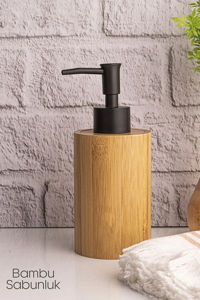 Tilbe Home Σετ 2 μπαμπού δοσομετρητή σαπουνιού Hands Dishes Κουζίνα Μπάνιο Δοχείο υγρού σαπουνιού 500ml Φυσικό Σετ Μπαμπού με Ρετρό Σετ