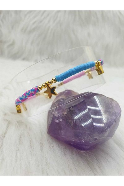 HAPPY HANDMADE Star Figure Fimo Beaded Anklet Foot Accessory