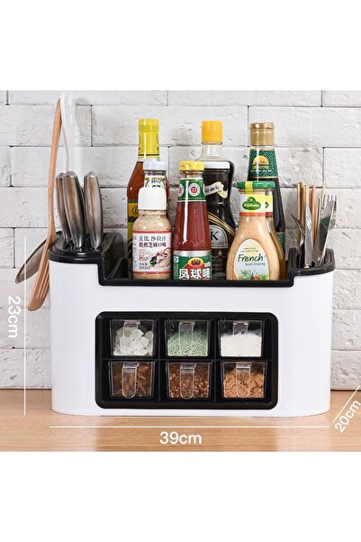 Un Modern Multi-Use Kitchen Organizer - Spice and Utensil Rack with Storage Below