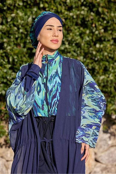 ns tasa Viona Model Blue Waist Lace-Up Design Hijab Pareo