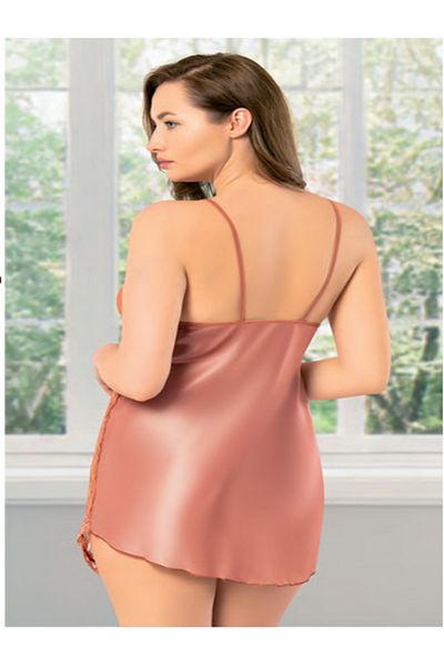 BEYAZTOPTAN 100% Stylish Women's Big Size Satin Transparent Mini Nightgown