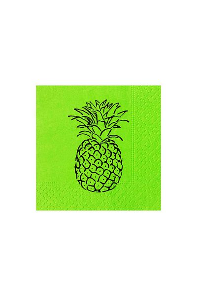 Story 23X23 cm Black Foil Pineapple Patterned 2 Layer 50's Pistachio Green Colored Paper Napkin