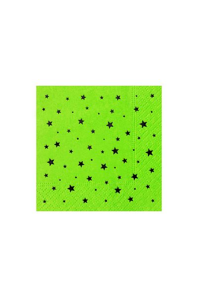 Story 23X23 cm Black Foil Stars Patterned 2 Layer 50's Pistachio Green Colored Paper Napkin