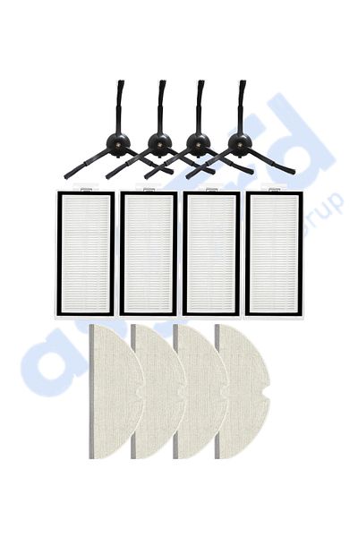 Asgard Grup Roborock Q8 Max, Q8 Max+ Compatible 4 Side Brushes 4 Filters 4 Mops