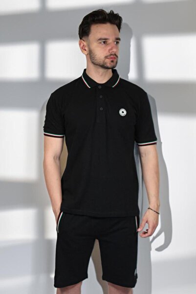 PARAGOOSE Set PAILLE Tricou Polo cu maneca scurta Sort pentru Barbati NEGRU