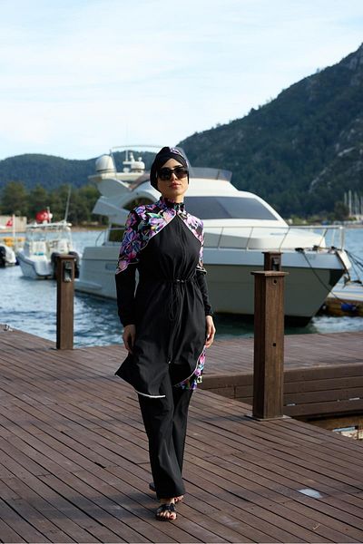 ns tasa Σετ μαγιό Lilya Pattern Sports Lycra Design Hijab διπλό