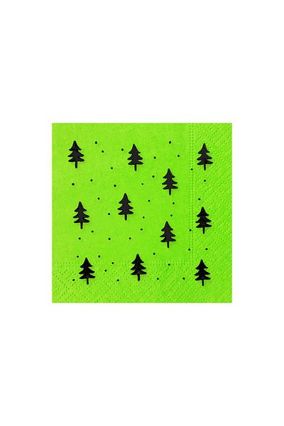Story 23X23 cm Black Foil Pine Patterned 2 Layer 50's Pistachio Green Colored Paper Napkin