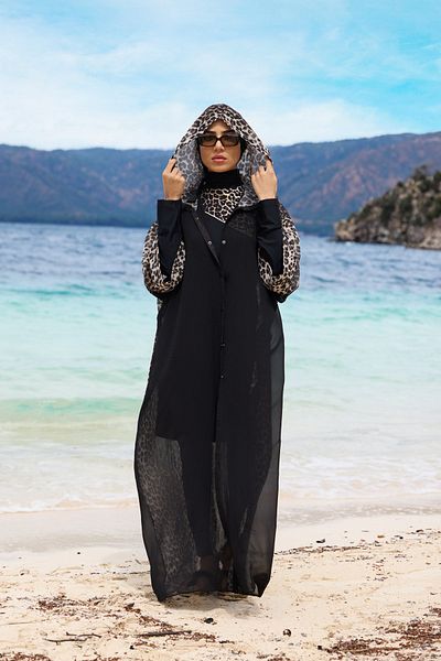 ns tasa Serengeti Leopard Model Hooded Design Hijab Pareo