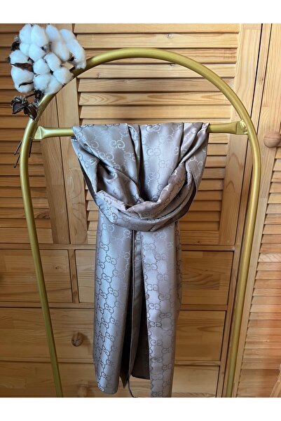 VaVscarfs شال جاكار قطني بنمط G من فرو المنك الداكن