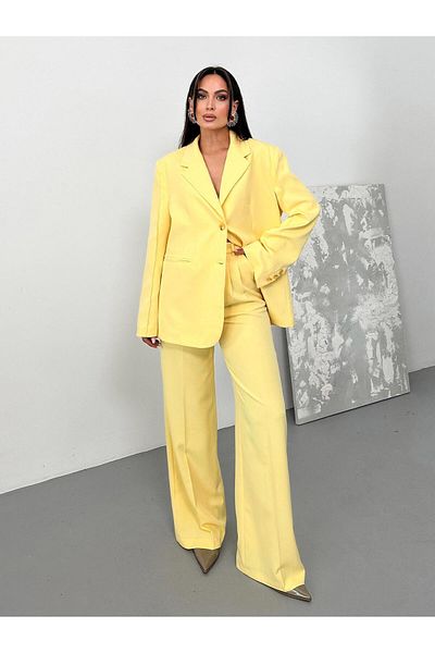 Juste Pleated Palazzo Trousers Butter Yellow