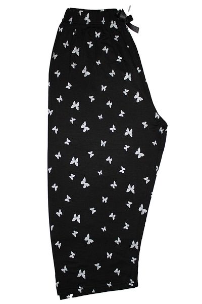 Made By me High Waist Quality Summer Capri Boy Plus Size Pajama Bottom Bermuda Floral - Butterfly Pattern