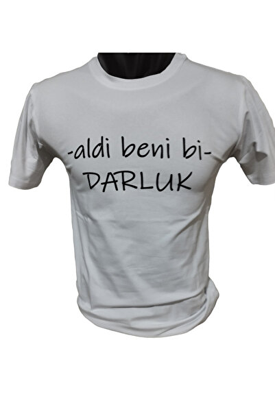 Generic Brand تي شيرت Aldi Beni Bi Darluk من القطن الليكرا المطبوع (أبيض مع ح...